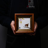 NAKAMURA TOSHITO Kutani Ware Framed Porcelain Artwork - Sparrow in Spring / 九谷焼 中村陶志人