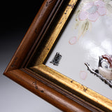 NAKAMURA TOSHITO Kutani Ware Framed Porcelain Artwork - Sparrow in Spring / 九谷焼 中村陶志人