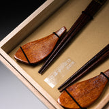 Wakasa lacquerware Chopsticks with Chopstick Rest - Garden Cherry / 若狭塗箸 桜 ギフトセット