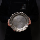 USUKI Ware Handmade Rim Plate - Ryoka Silver Glaze / 臼杵焼