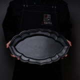USUKI Ware Handmade Large Oval Plate - Black / 臼杵焼
