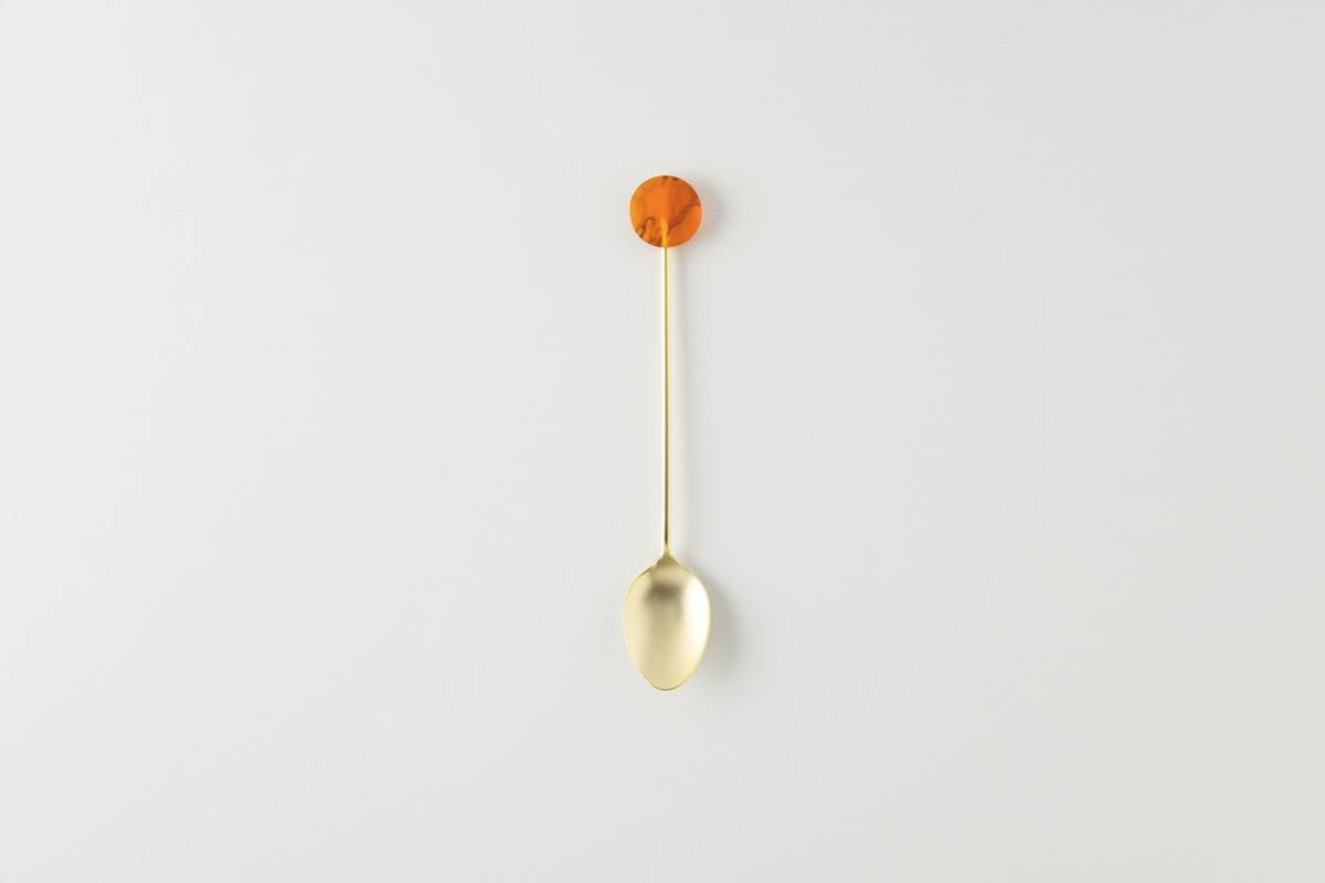 Tsubamesanjo Matte Gold Teaspoon with Acrylic Block - 9 Kinds