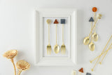 Tsubamesanjo Matte Gold Teaspoon with Acrylic Block - 9 Kinds