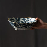 Hand-painted Three Feet Large Bowl - TAKO / タコ唐草