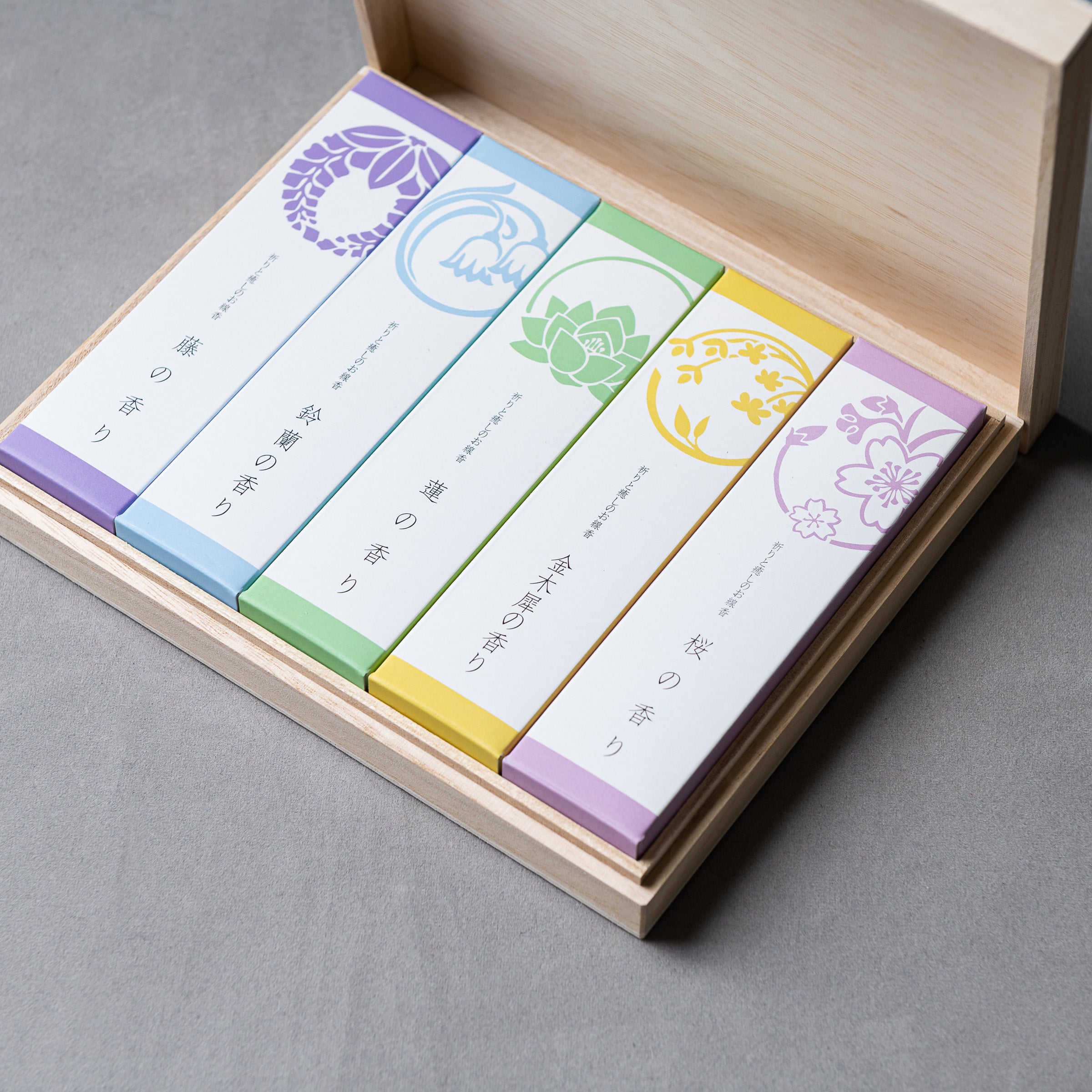 Japanese Incense - 5 Fragrance Set Box / 季節の花 お香セット