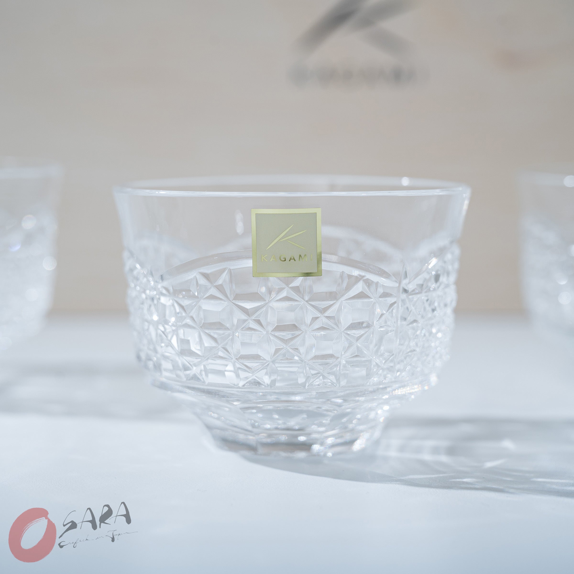KAGAMI Crystal Edo-Kiriko Premium Cold Tea Cup - Set of 5 / 冷茶碗揃