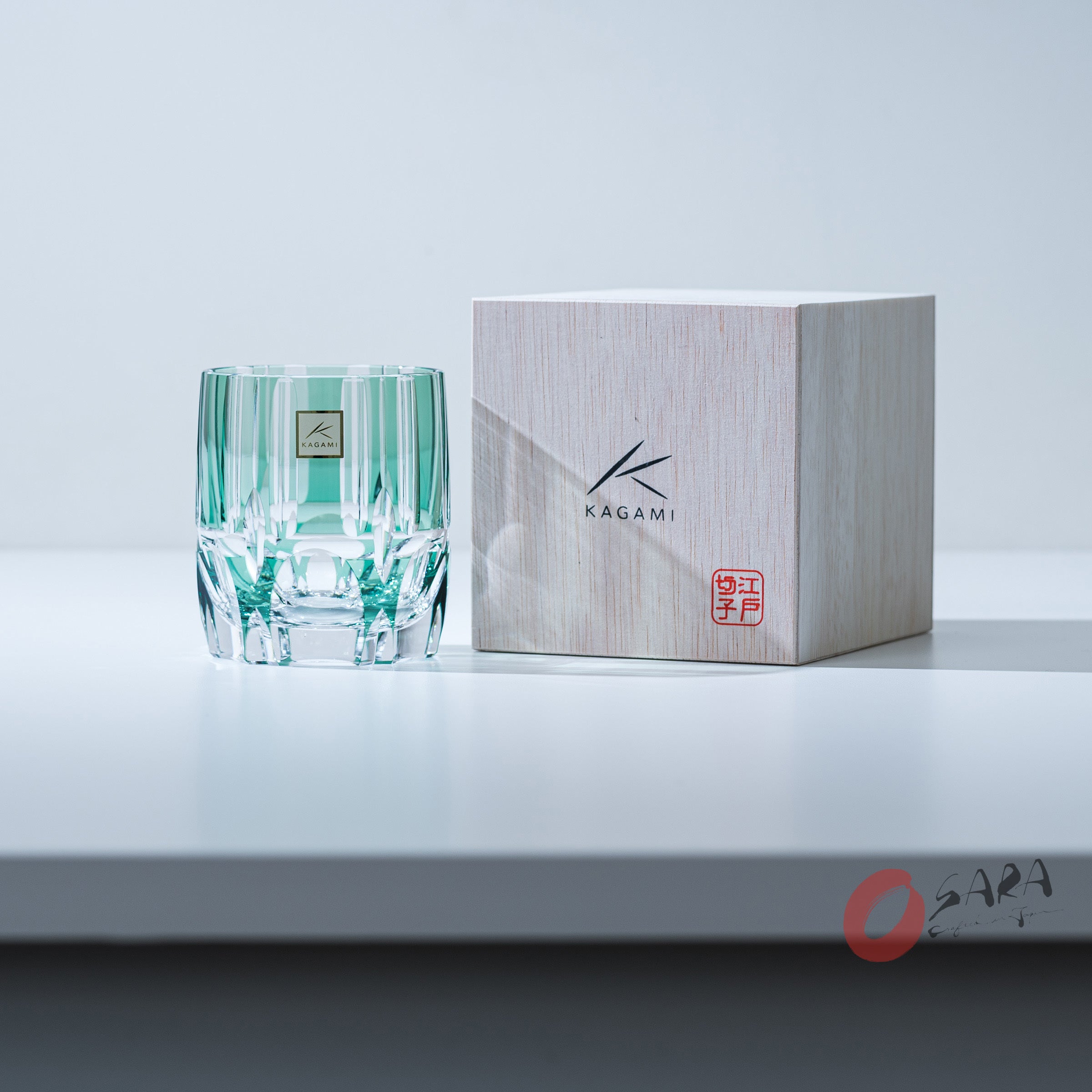 KAGAMI Crystal Edo-Kiriko Rock Glass - Bamboo / 竹の膳