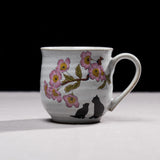 Kutani ware Sakura Cat Mug Cup / 九谷焼 桜と猫 マグカップ