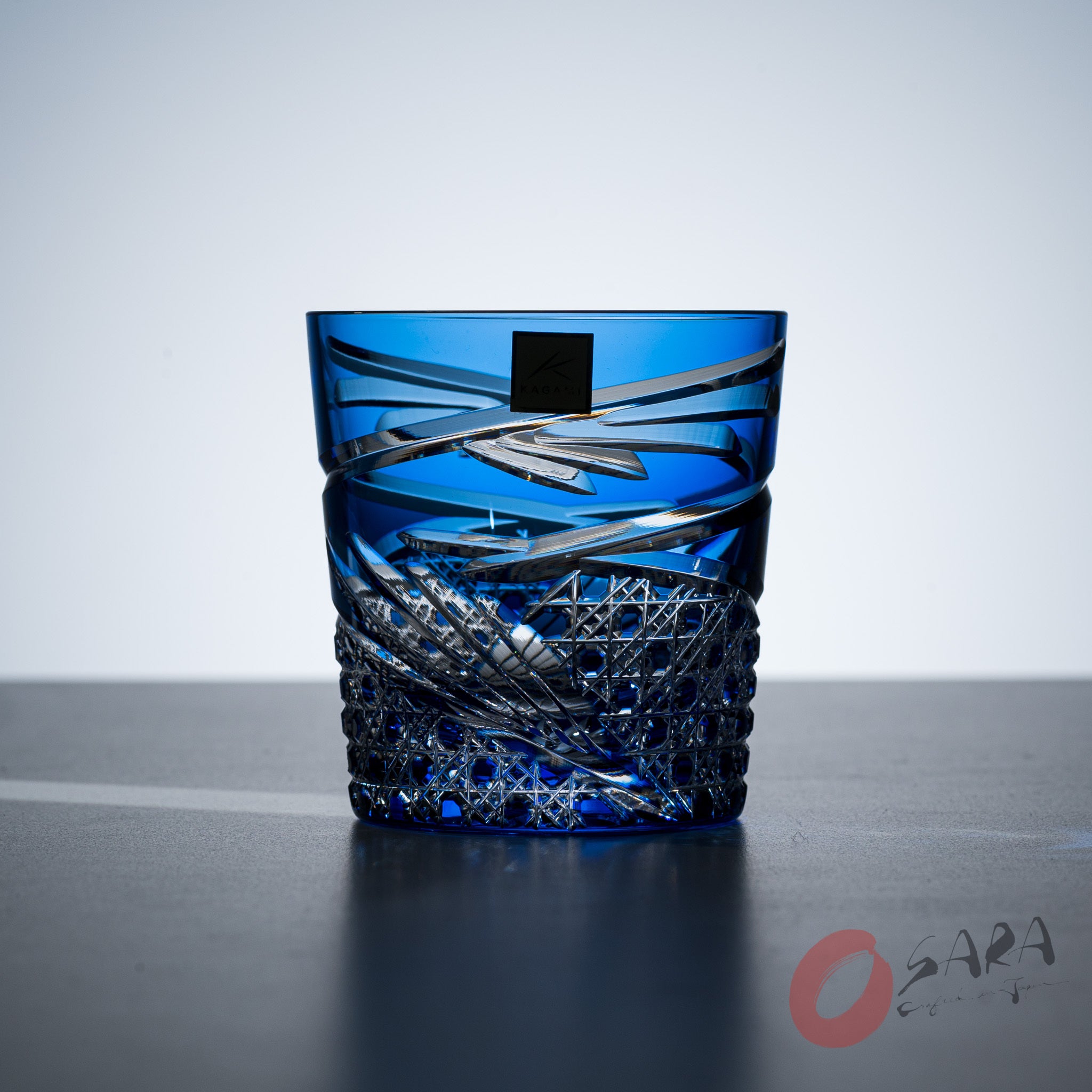 KAGAMI Crystal Edo Kiriko Rock Glass Dance Blue Osara Australia kagami-crystal-edo-kiriko-rock-glass-dance-blue-osara-australia