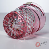 KAGAMI Crystal Edo-Kiriko Rock Glass - "Dance" Red / 舞