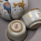 Kutani ware Kacho Fugetsu Sake Set / 九谷焼 花鳥風月 酒器セット