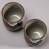 Kutani ware Camellia Pair Yunomi Tea Cup / 九谷焼 椿 ペア湯呑み