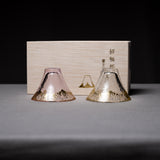 Sakura Mt. Fuji Pair Sake Cup / 招福杯 金富士 酒器セット