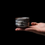 Pottery Sake Cup - Nezumi Shino / ぐい呑み 鼠志野