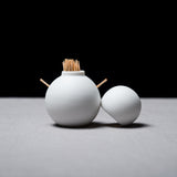 Snowman Toothpick Holder - Matt Glaze - White / 雪だるま 楊枝入れ