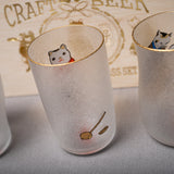 Edoneko Glass / Cat Craft Beer Cup Set - 3pc in Wooden Gift Box