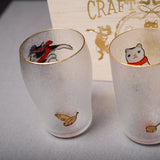 Edoneko Glass / Cat Craft Beer Cup Set - 3pc in Wooden Gift Box