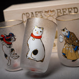 Edoneko Glass / Cat Craft Beer Cup Set - 3pc in Wooden Gift Box