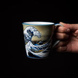 Premium Kutani ware Hokusai Mug - Great Wave / 九谷焼 葛飾北斎 浮世絵 神奈川沖浪裏マグカップ