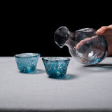 Aqua Cold Pocket Sake Set - 1 Jug With 2 Sake Cups / 冷酒用 酒器セット