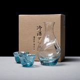 Aqua Cold Pocket Sake Set - 1 Jug With 2 Sake Cups / 冷酒用 酒器セット