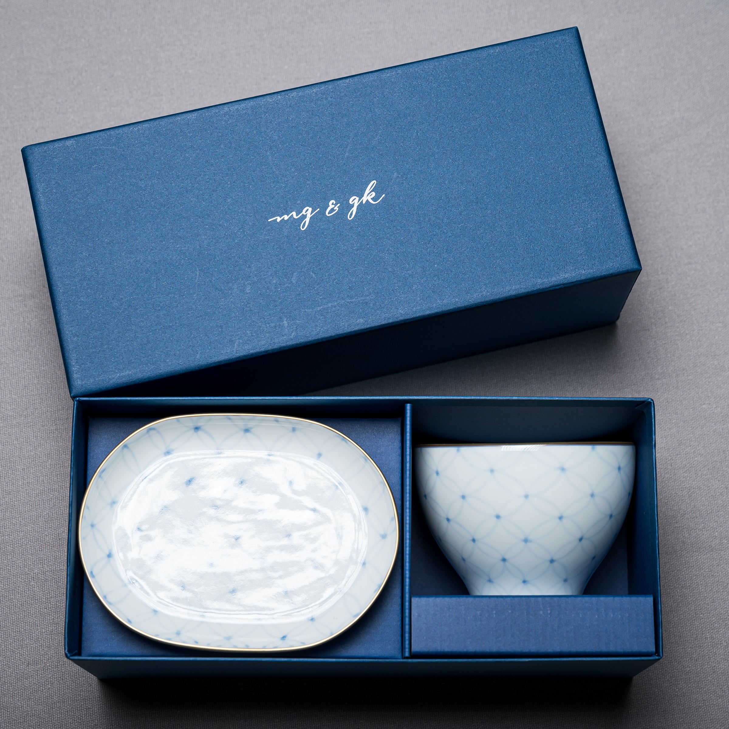 Arita Soup Cup & Saucer Plate Gift Set / Shippo 七宝 (Seven Treasure)