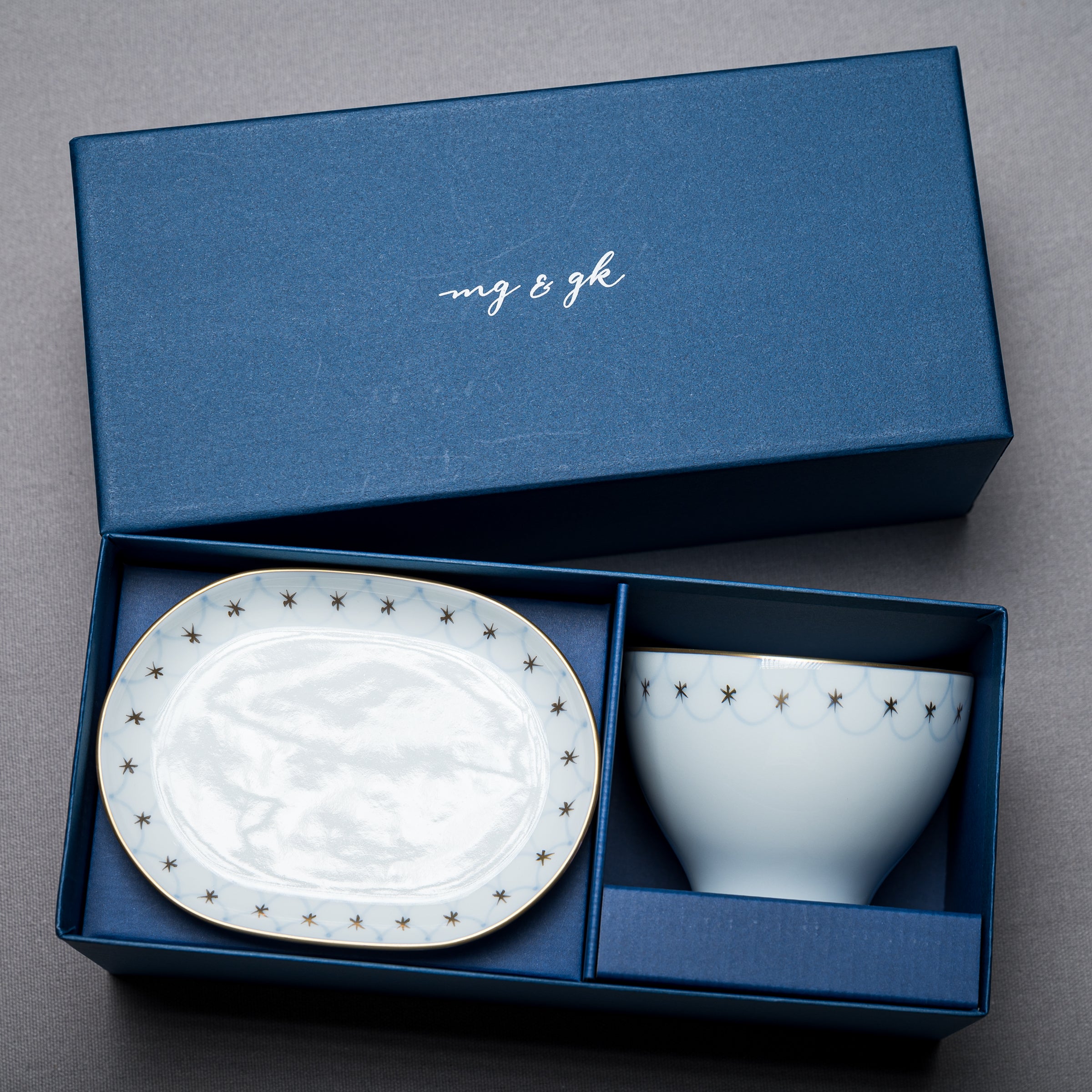 Arita Soup Cup & Saucer Plate Gift Set / Nami 波 (Wave)
