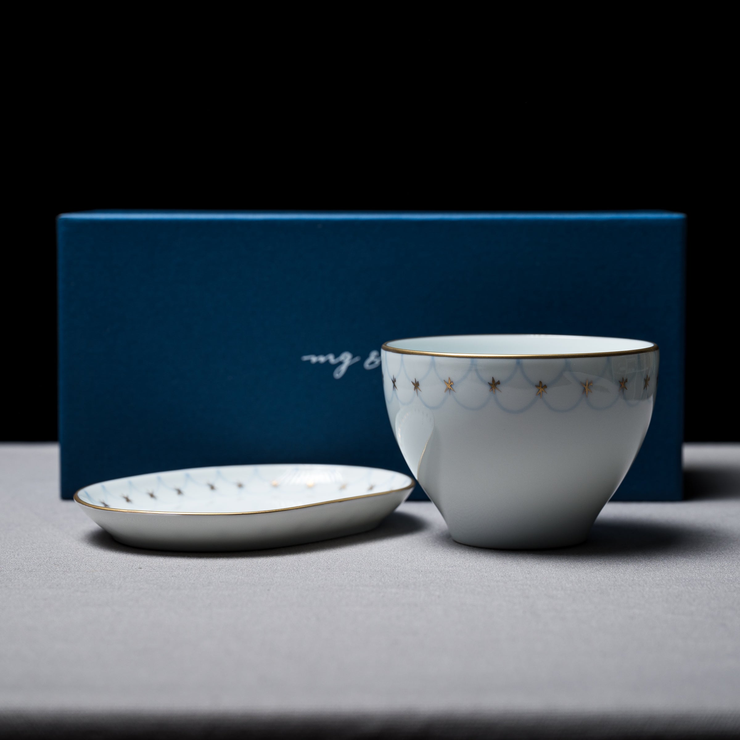 Arita Soup Cup & Saucer Plate Gift Set / Nami 波 (Wave)