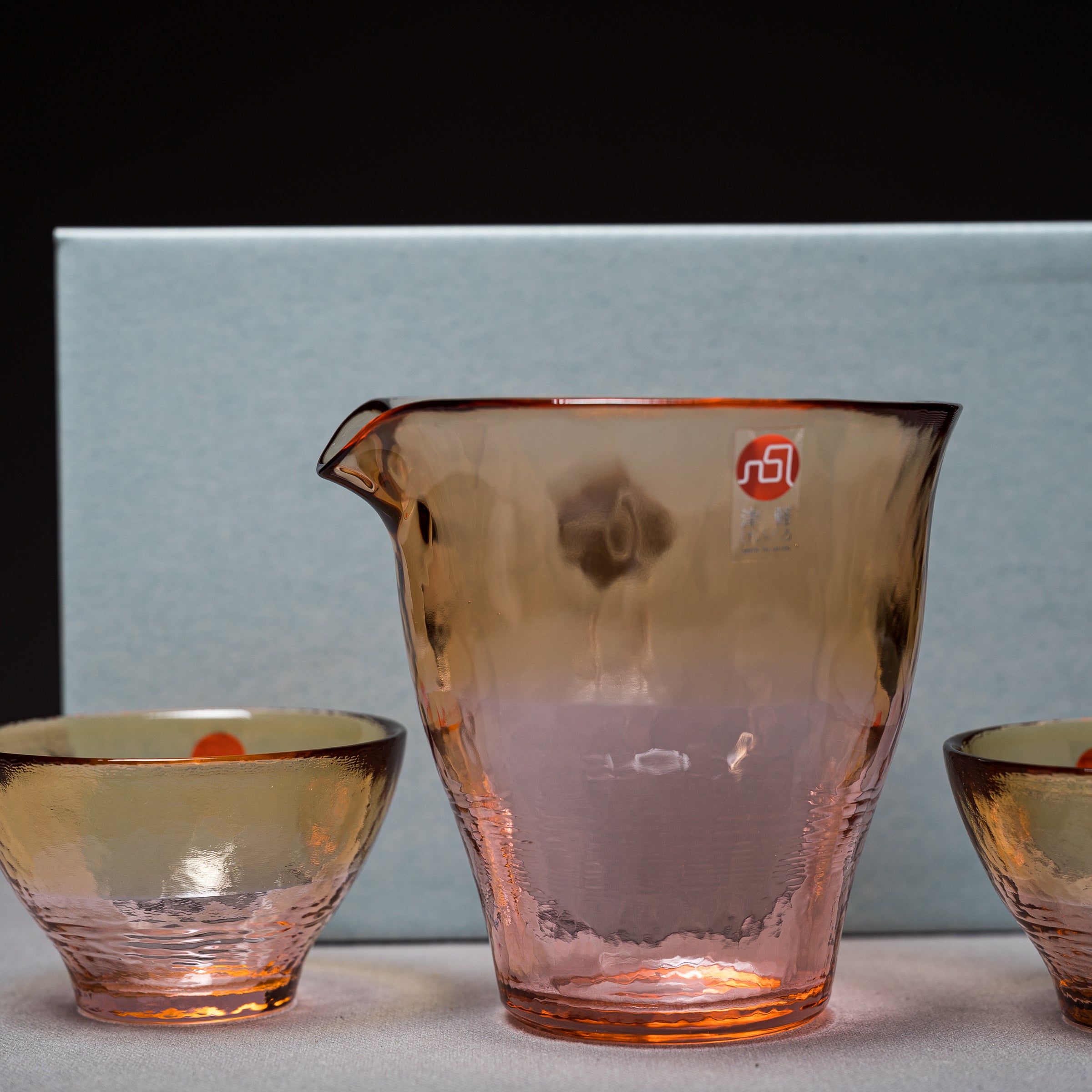 Vidro Cold Sake Set - Pink / 津軽びいどろ 冷酒セット