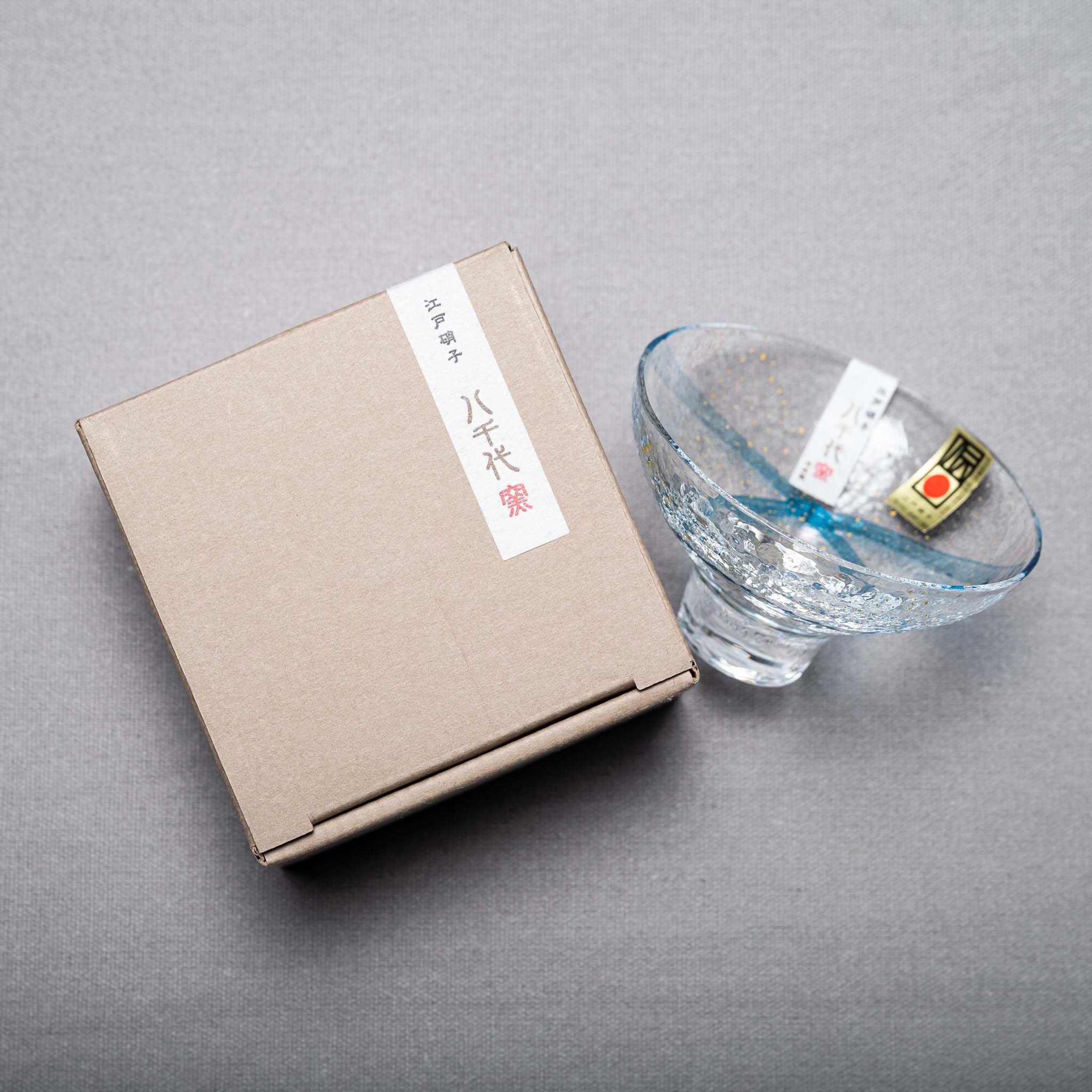 Yachiyo Edo Glass Sake Cup  120 ml - Sea Breeze / 江戸硝子 八千代窯 海風