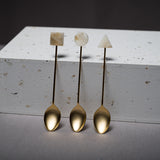 Tsubamesanjo Matte Gold Teaspoon with Acrylic Block - 9 Kinds