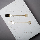 Tsubamesanjo Matte Gold Cake Fork with Acrylic Block - 8 Kinds