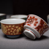 Kutani Antique Style 6pc Sake Cups Luxury Gift Set / 九谷焼 酒器セット