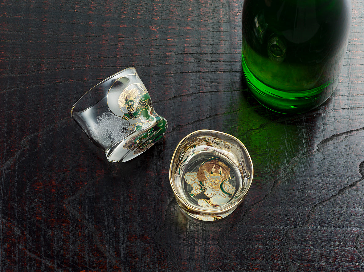 Fujin-Raijin Sake Glass Pair Set / 風神雷神 盃セット